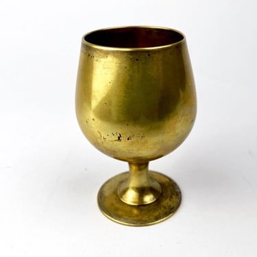 Vintage Brass EPNS Goblet 4oz | Antique Decor, Library Staging, Antique Snifters, Golden Goblets 