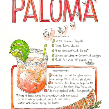 Paloma Cocktail Watercolor Art Print