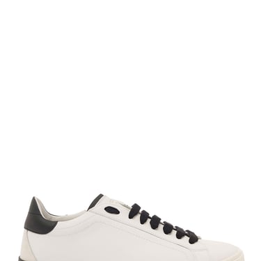 Dolce &amp; Gabbana Men 'Portofino' White Low Top Sneakers With Logo Lettering Detail In Smooth Leather Man