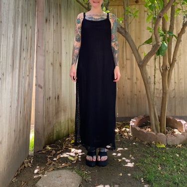 Vintage 1990’s Black Crochet Maxi Dress 