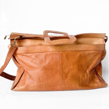 1970s Brown Leather Travel Bag
