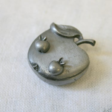 1980s Torino Pewter Apple Box with Stud Earrings 