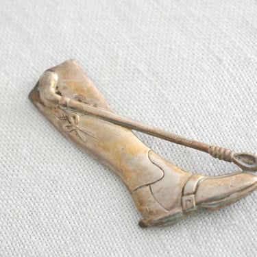 1930s Danecraft Sterling Silver Equestrian Boot Brooch 