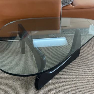 Original Noguchi Table by Herman Miller<br />Glass with Black Wood<br />L 49.5 x W 37