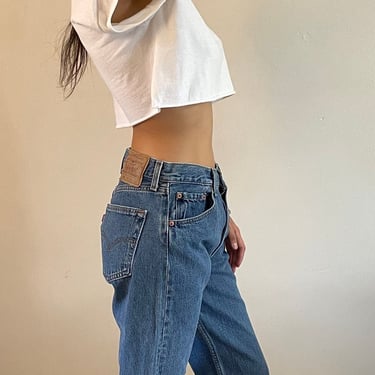 29 Levis 501 vintage faded jeans / vintage light medium wash faded womens high waisted button fly boyfriend Levis 501 0193 jeans USA | 29 