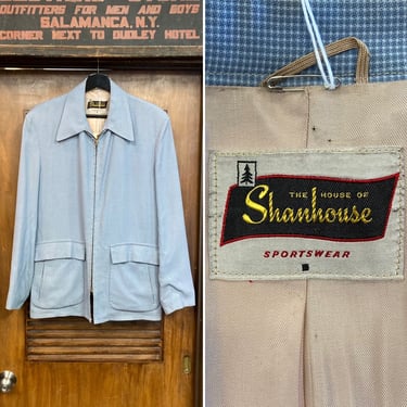 Vintage 1950’s “Shanhouse” Rayon 3/4 Length Rockabilly Jacket, Kramer, Ricky Ricardo, 50’s Vintage Clothing 