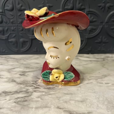 Mid Century Glamour Girl Vase Maroon