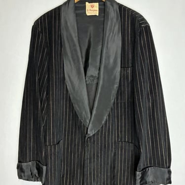Vintage Men’s Black & Gold Smoking Jacket Size Medium 