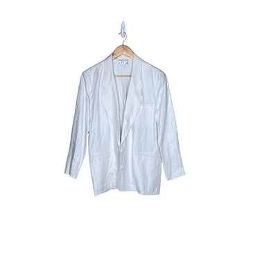 Vintage Ann Tijan for Kenar White Linen Minimalist Blazer Jacket, Size 
