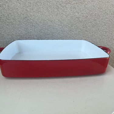 Vintage Dansk International cookware red rectangular casserole pan size 13” x 10” 