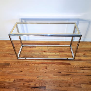 Mid Century Chrome and Glass Console Table 