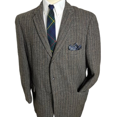 Vintage 1950s HARRIS TWEED Wool Sport Coat ~ size 46 R ~ jacket / blazer ~ Preppy / Ivy Style / Trad ~ Curlee Clothes 