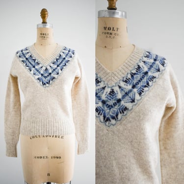 1960s/70s Scottish Wool V Neck Sweater 