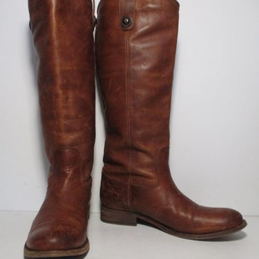 Vintage 90s Frye Knee High Boots, 6 1/2B Women, Brown Oiled Leather Boots 