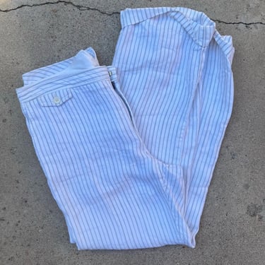 GAP White Striped Linen Low Rise Bootcut Relaxed Trouser Pants 12 