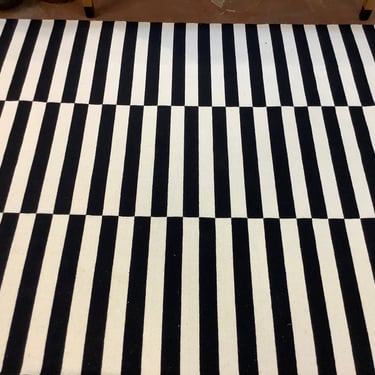 Black and White Cotton Striped Rug