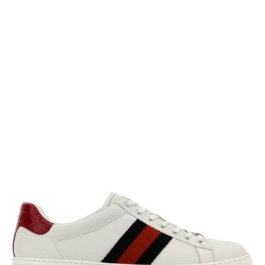 Gucci Men White Leather Ace Sneakers