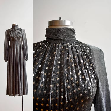 1970s Silver Disco Gown 