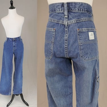 90s American Eagle Carpenter Jeans - 33 34 waist Blue Denim Pants - Vintage 1990s - 32" inseam 