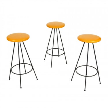 Set of 3 Wrought Iron Bar Stools