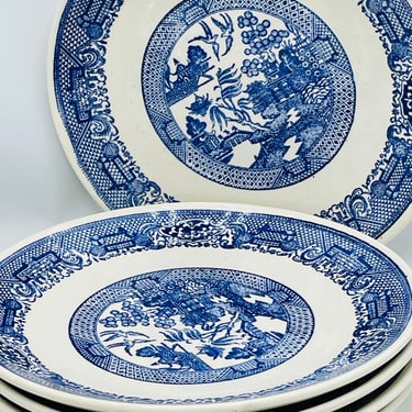 Vintage Set of Five (5) Royal China Blue Willow Ware Vintage Dinner Plates-- Replacement China- Chip Free Nice Condition 