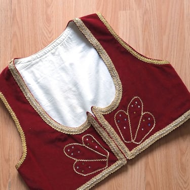Vintage Ottoman Costume Red Velvet & Gold Trim Vest 