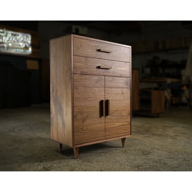 Alden Cabinet, 2 Drawer, Solid Wood Furniture, Modern Cabinet, Entry Table (Shown in Walnut) 