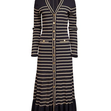 Cara Cara - Navy & Cream Striped Knit Midi Dress Sz M