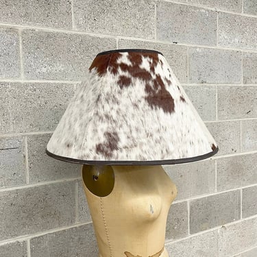 Vintage Lamp Shade Retro 1990s Contemporary + Genuine Cowhide + Animal Print + Fur + Beige and Brown + Rustic + Farmhouse + Mood Lighting 