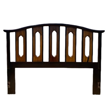 Vintage Queen Headboard by Broyhill - Two Tone Wooden Asian Style Bedroom Furniture 