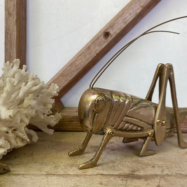 Vintage Brass Grasshopper, Symbol Of Fertility And Abundance, Achievement, Peacefulness, Courage 