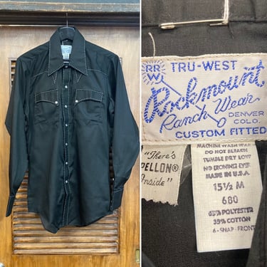 Vintage 1960’s -Deadstock- “Rockmount” Label Black x White Western Cowboy Rockabilly Shirt, 60’s Western Wear, Vintage Clothing 