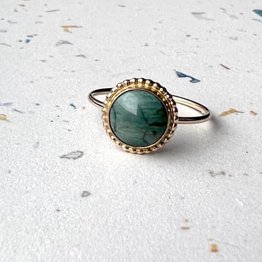 Green Oregon Jasper GoldFilled Ring by Rachel Pfeffer 