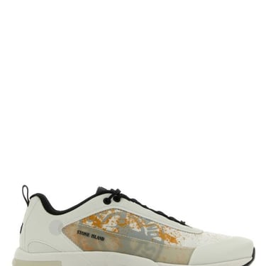 Stone Island Man Ivory Fabric And Rubber Sneakers