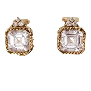 Judith Ripka - 925 Sterling Silver Gold Plated Cubic Zirconia Earrings