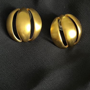 Statement Earrings, Cut Out Design, Big Dome Style, Signed AK, Studs, Pierced, Vintage 90s 00s 