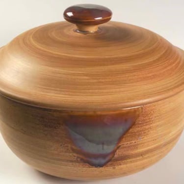 Sango Splash Brown Drip Glaze Covered Casserole Bowl 4951 | With Lid | Stoneware Pottery | Splash Brown Drip Glaze Baking Dish 