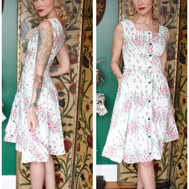 1950s Dress // Summer Floral Day Dress // vintage 50s dress 