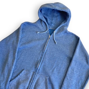 zip up hoodie / 70s sweatshirt / 1970s blue thin zip up hoodie sweatshirt Small 