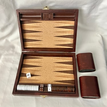 Travel Backgammon Set, Portable Case and Board, Vegan Case 