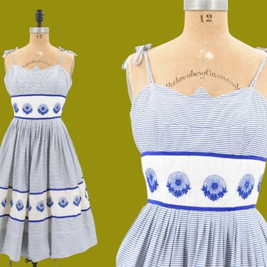 1950s Azure Garden dress 