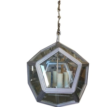 Art Deco Inspired 4 Light Custom Made Pentagon Window Chandelier 