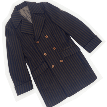 Romeo Gigli 90s brown striped wool coat