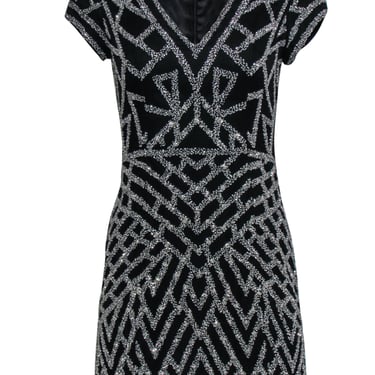 Parker - Black Short Sleeve Beaded Art Deco Cocktail Dress Sz S