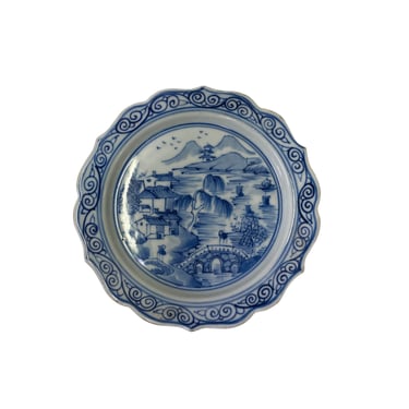 Chinese Blue White Scenery Theme Porcelain Small Charger Plate ws3185E 