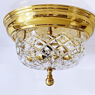 Waterford Crystal ceiling light, Flush mount light fixture Hall or entrance lighting Crystal and Brass 