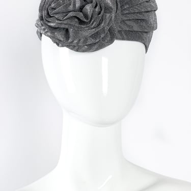 Metallic Moiré Flower Turban Hat