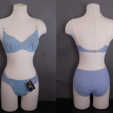 Ralph Lauren Bra & Panty Set Branded Waistband Denim Small 