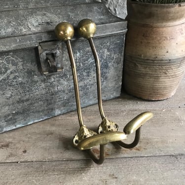 Pair Metal Coat Hooks, Wall Hooks, Brass, Bronze, Decorative Wall Brackets 