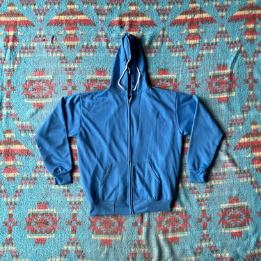 Vintage 80s Thermal Zip Up Hooded Sweatshirt 